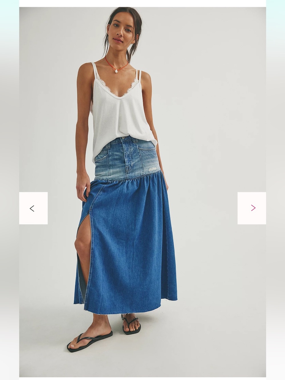 We The Free Good Company Mixed Denim Maxi Skirt